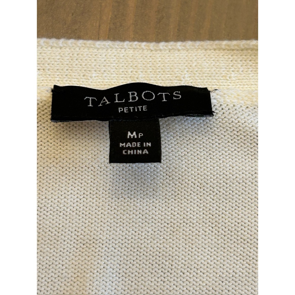G20 Talbots Petite Womens White Yellow Blue Floral V-Neck Cardigan Sweater MP - Picture 3 of 3